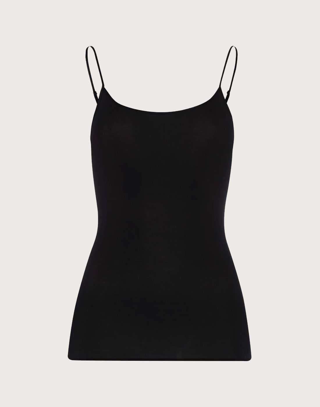 hanro cotton seamless spaghetti topp svart