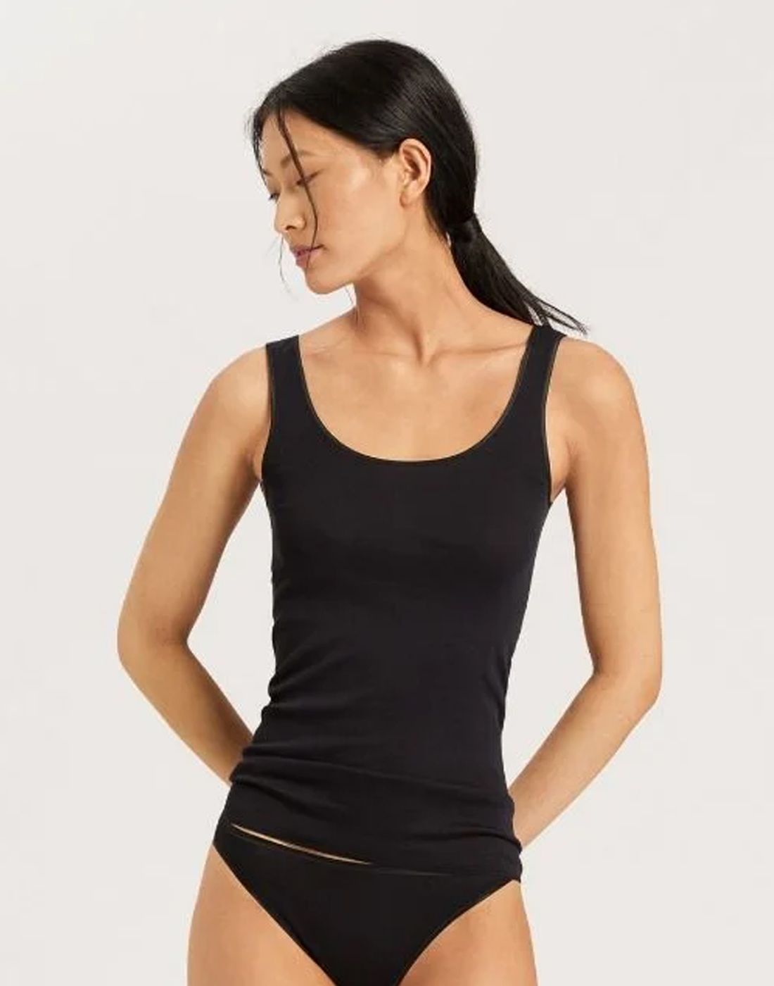 hanro bomull tank top svart