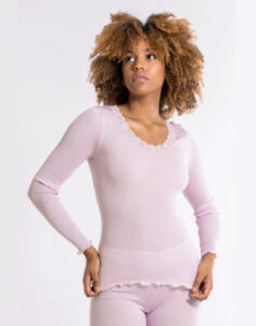 oscalito langermet ull silke genser blonde lys rosa