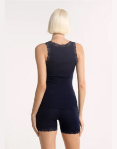 oscalito ull silke tank top med blonder mørkeblå