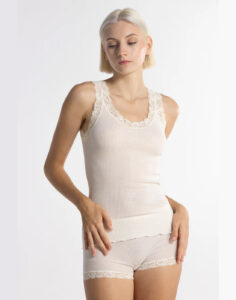 oscalito ull silke tank topp hvit med blonder
