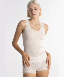 oscalito ull silke tank topp hvit med blonder