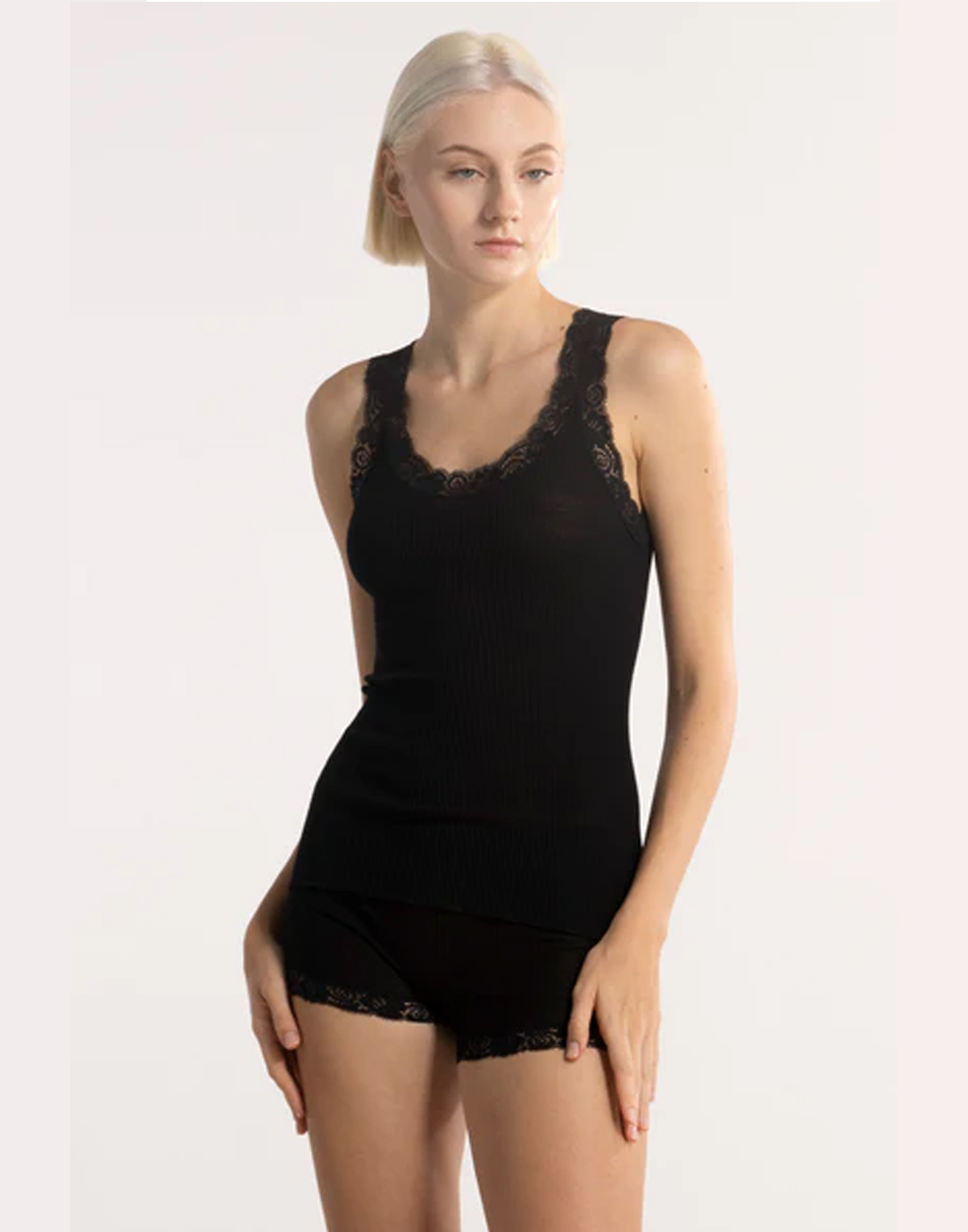 oscalito ull silke tank topp svart