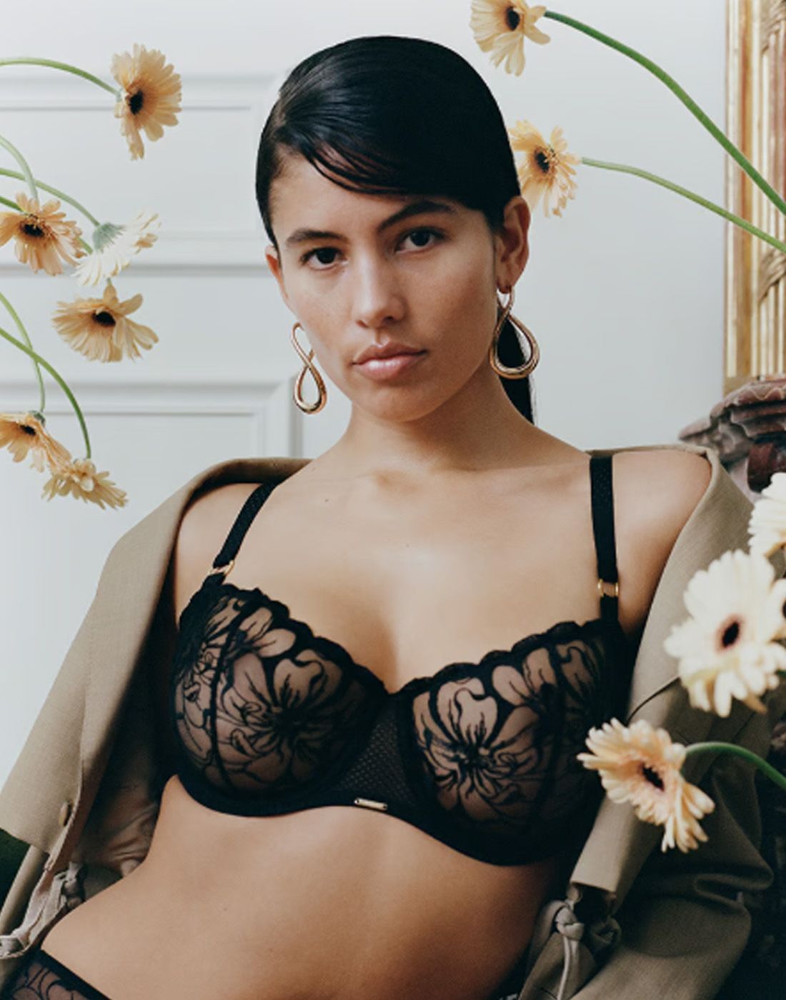 chantelle fleurs demi BH svart chantelle fleurs BH svart
