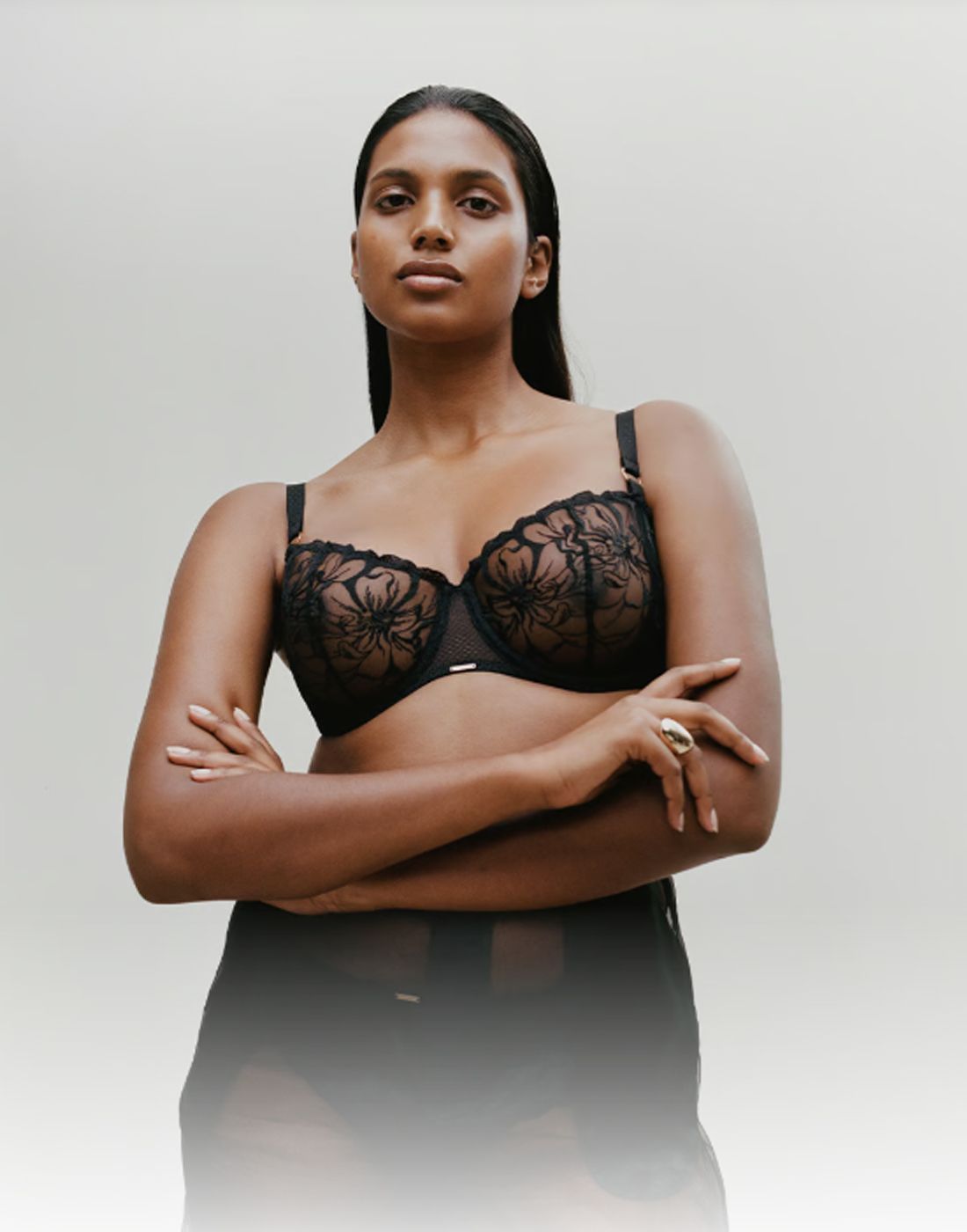 chantelle fleurs demi BH svart1 chantelle fleurs BH svart