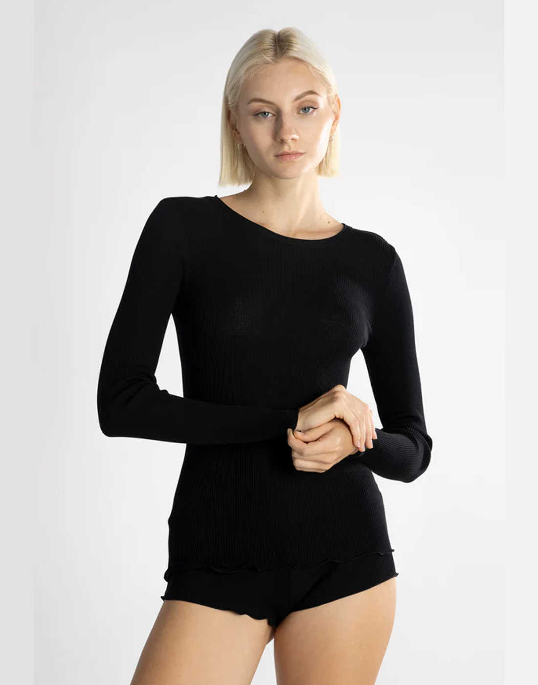 oscalito ull silke genser undertøy svart