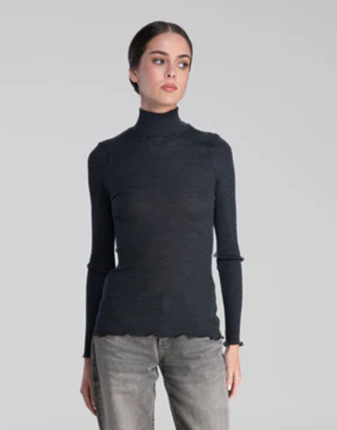 oscalito ull silke genser med høy hals mørkegrå