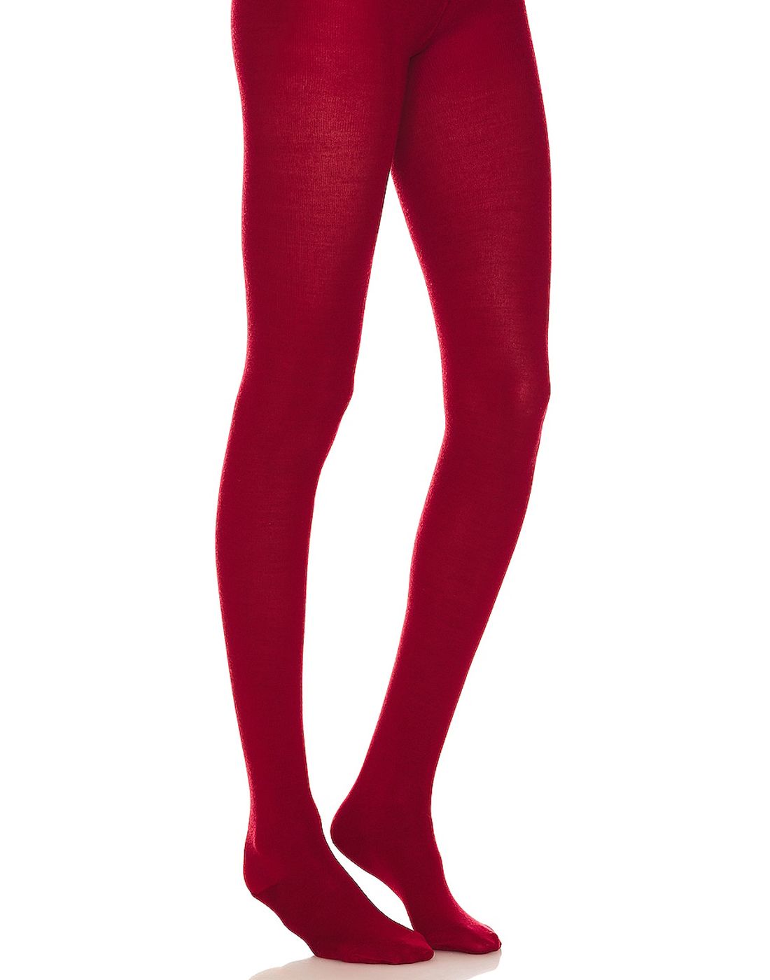 Rød Wolford ull strømpebukse på ben