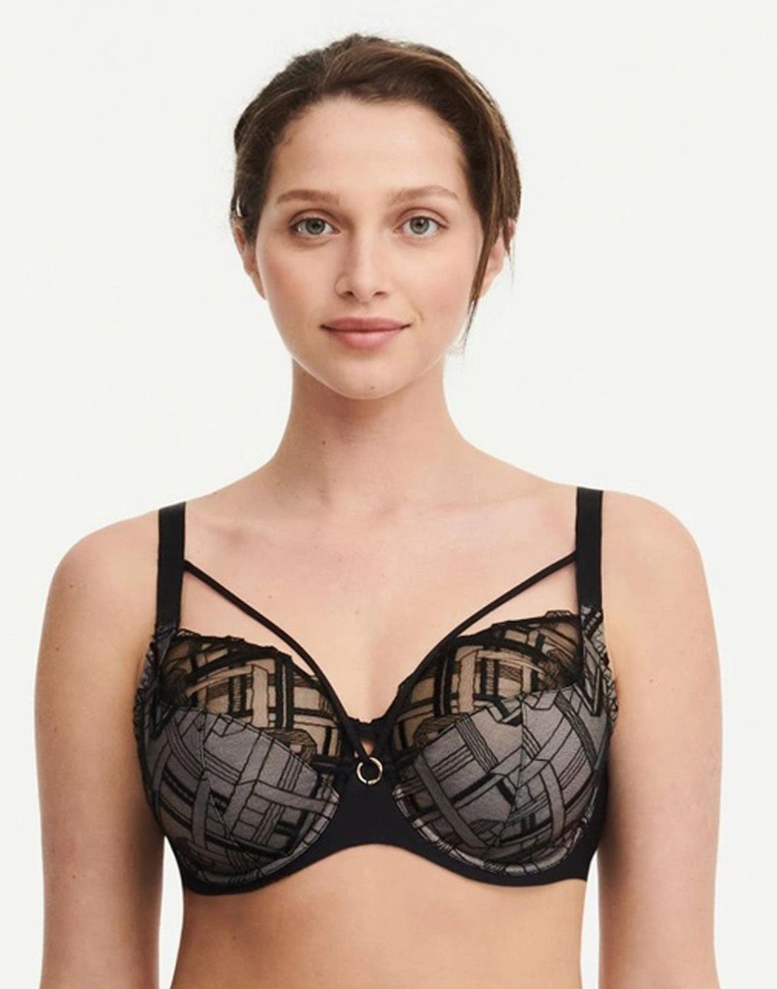 C21S10-011 kvinne i sort blonde BH fra Chantelle