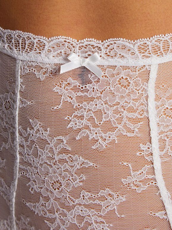 aubade høy truse blonder opale hvit