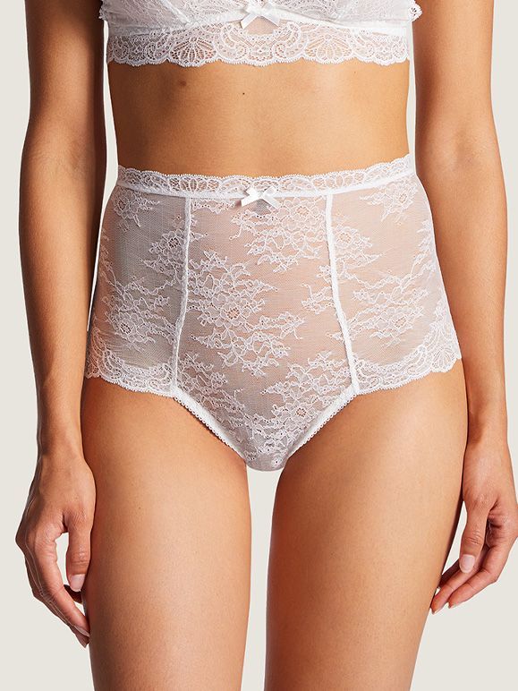 aubade høy truse blonder opale hvit