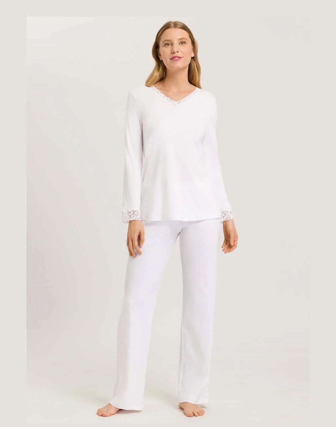 hanro moments pysjamas hvit med blonder