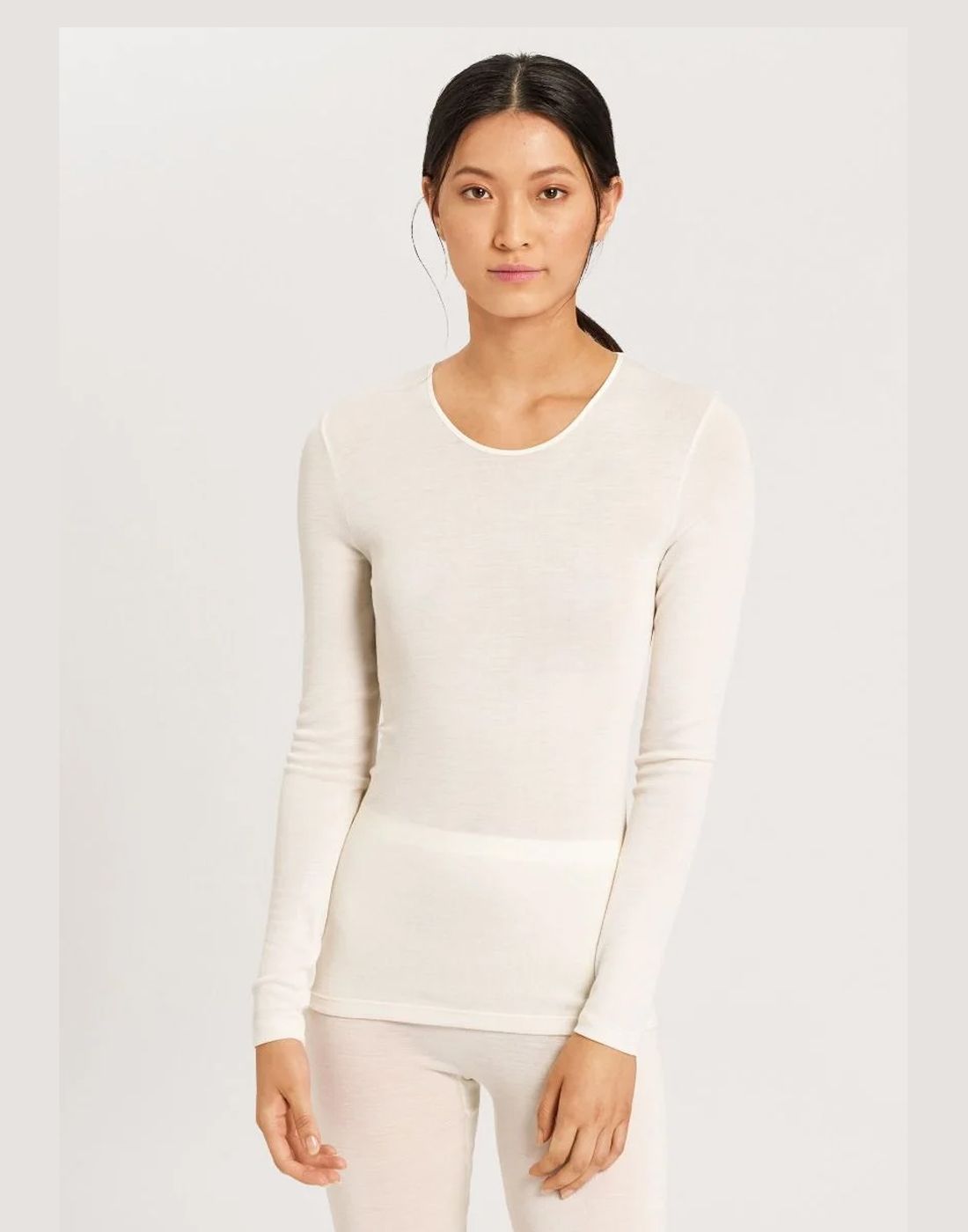 hanro ullundertøy med silke genser offwhite