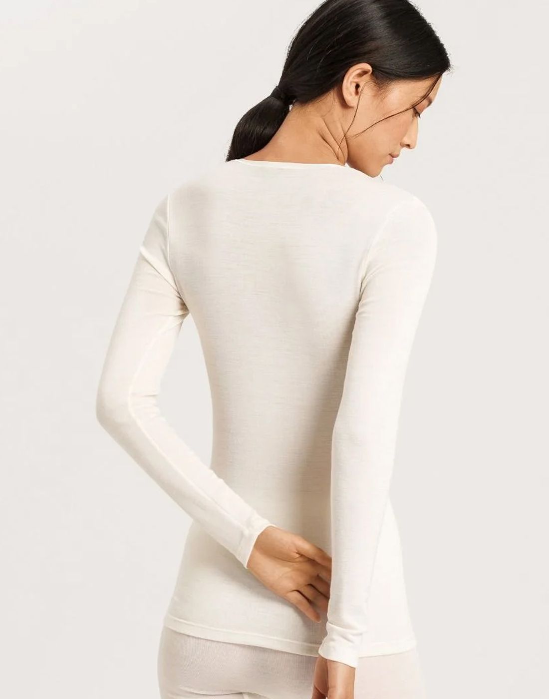 hanro ullundertøy med silke genser offwhite