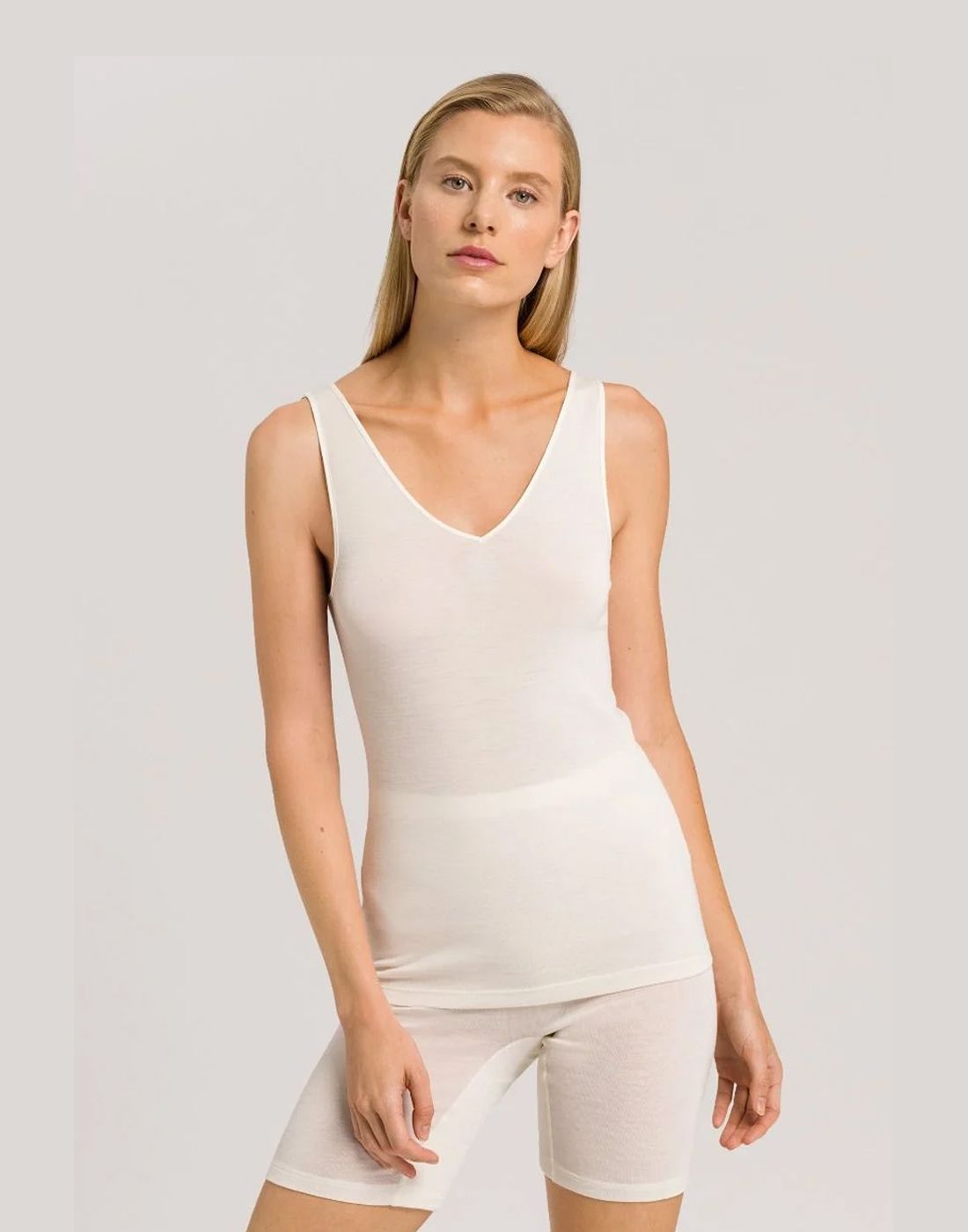 hanro woolen silk ulltopp hvit