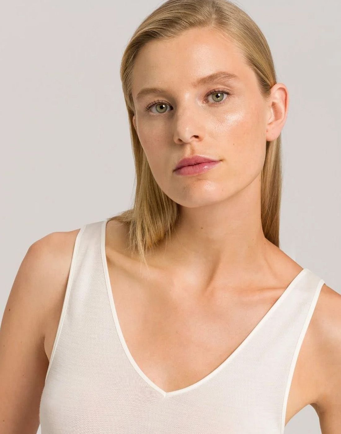 hanro woolen silk ulltopp hvit