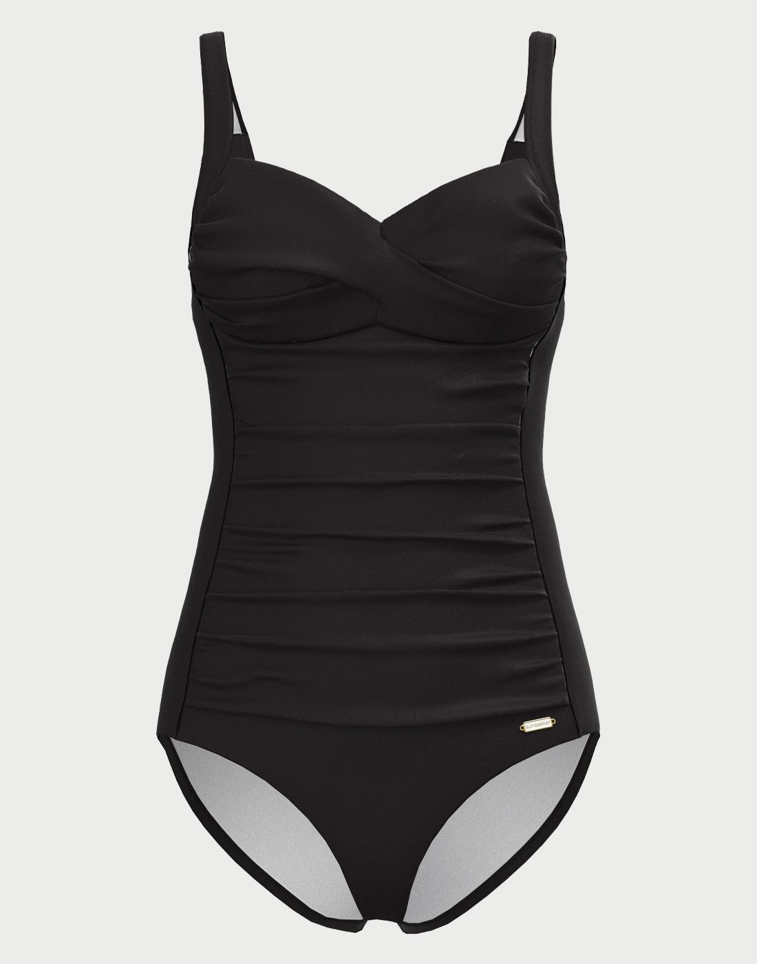 Sort badedrakt mot grå bakrgrunn