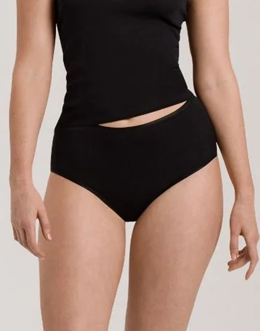hanro cotton seamless høy truse svart
