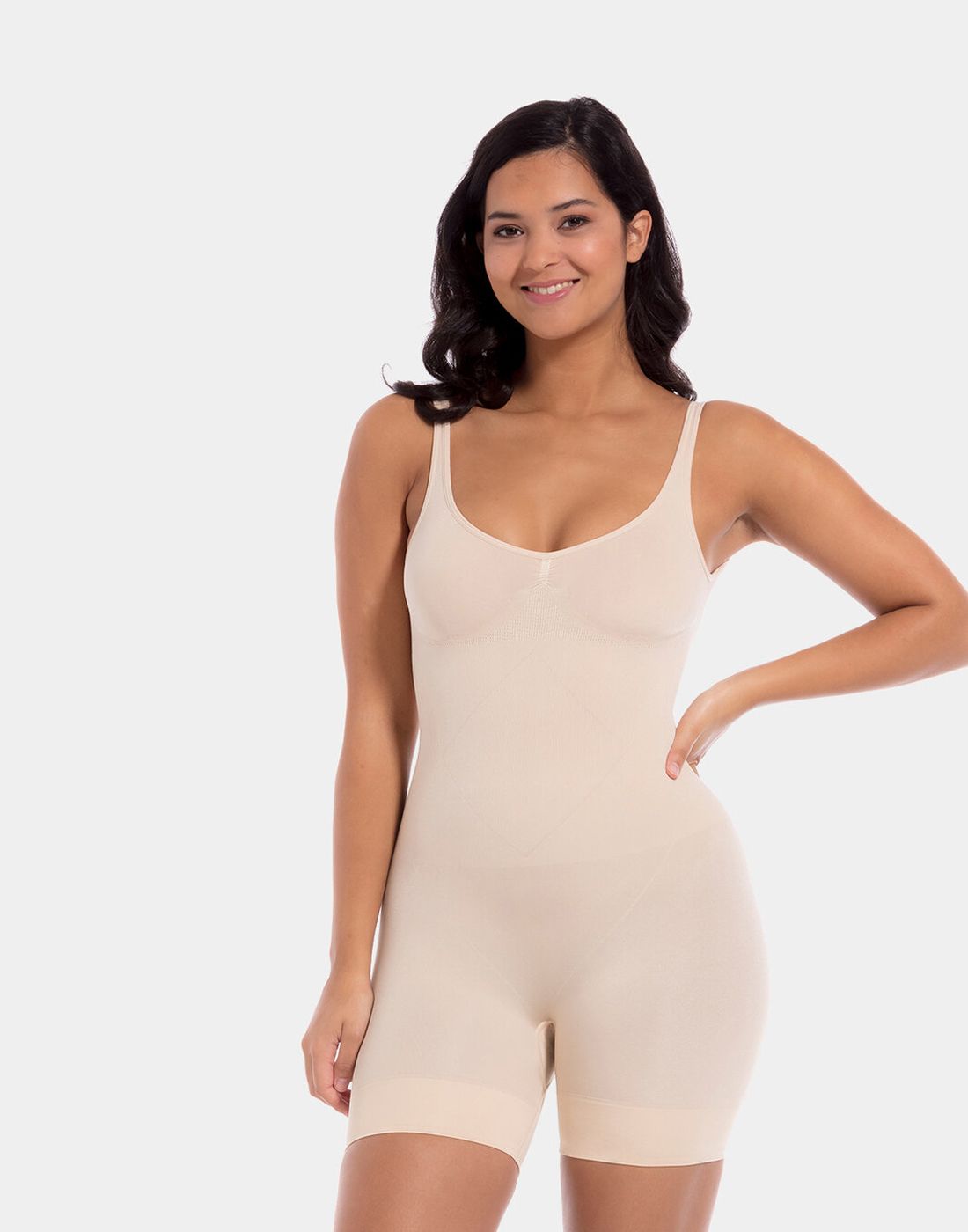 Hold-in bodysuit med lav rygg i beige