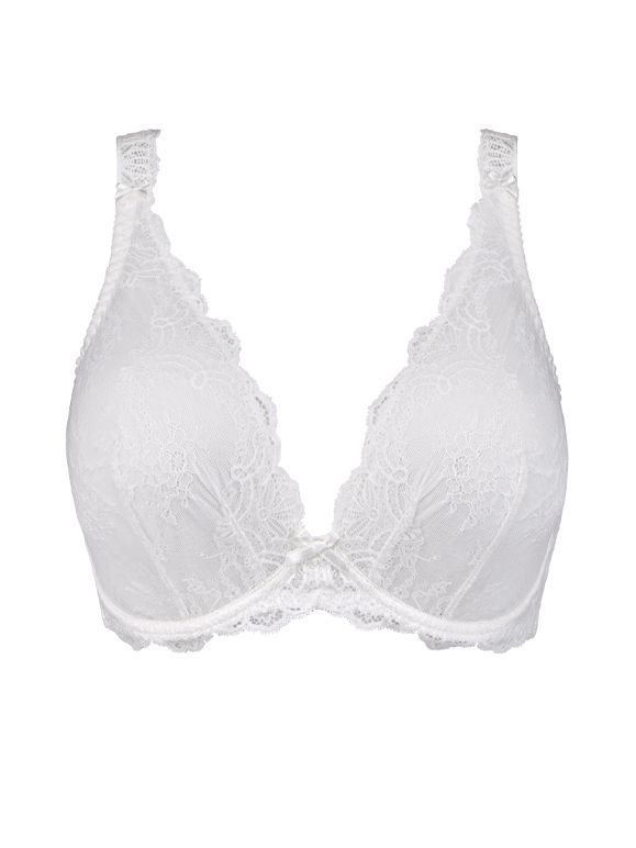 aubade bh plunge hvit blonder opale