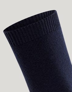 falke cosy wool ullsokk dark navy blå