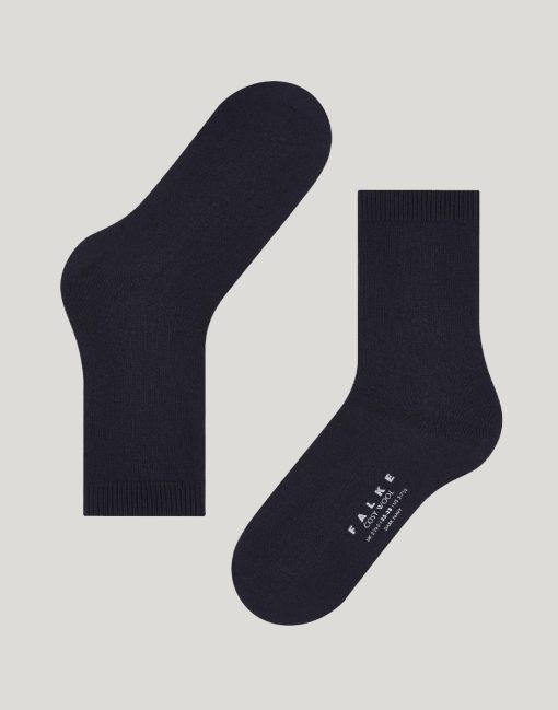 falke cosy wool ullsokk dark navy blå