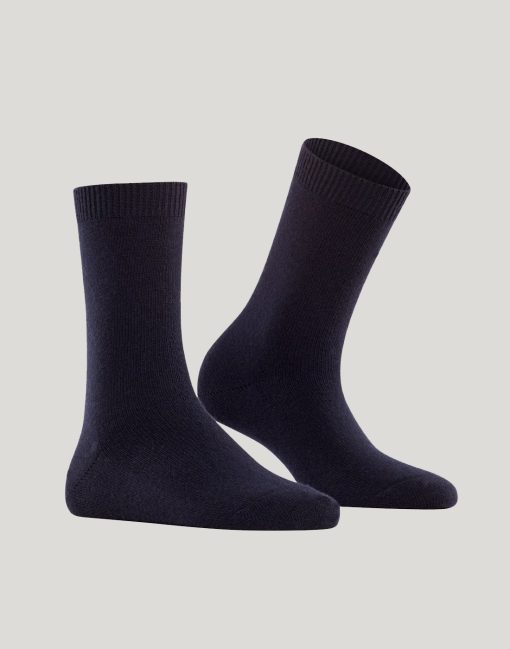 falke cosy wool ullsokk dark navy blå