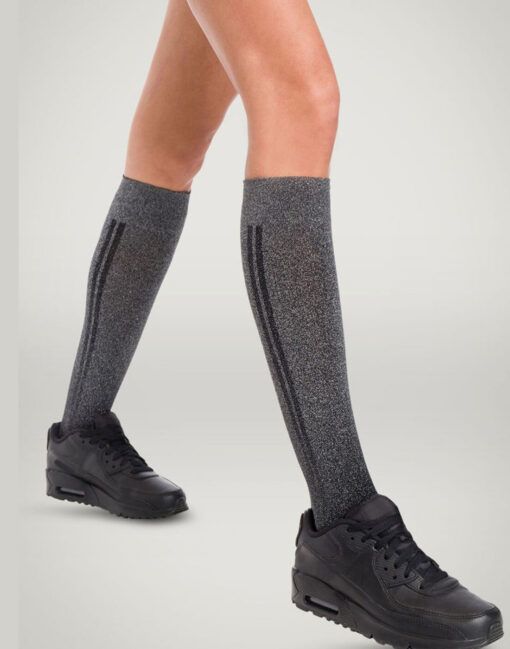 wolford shiny support knestrømpe sølv black