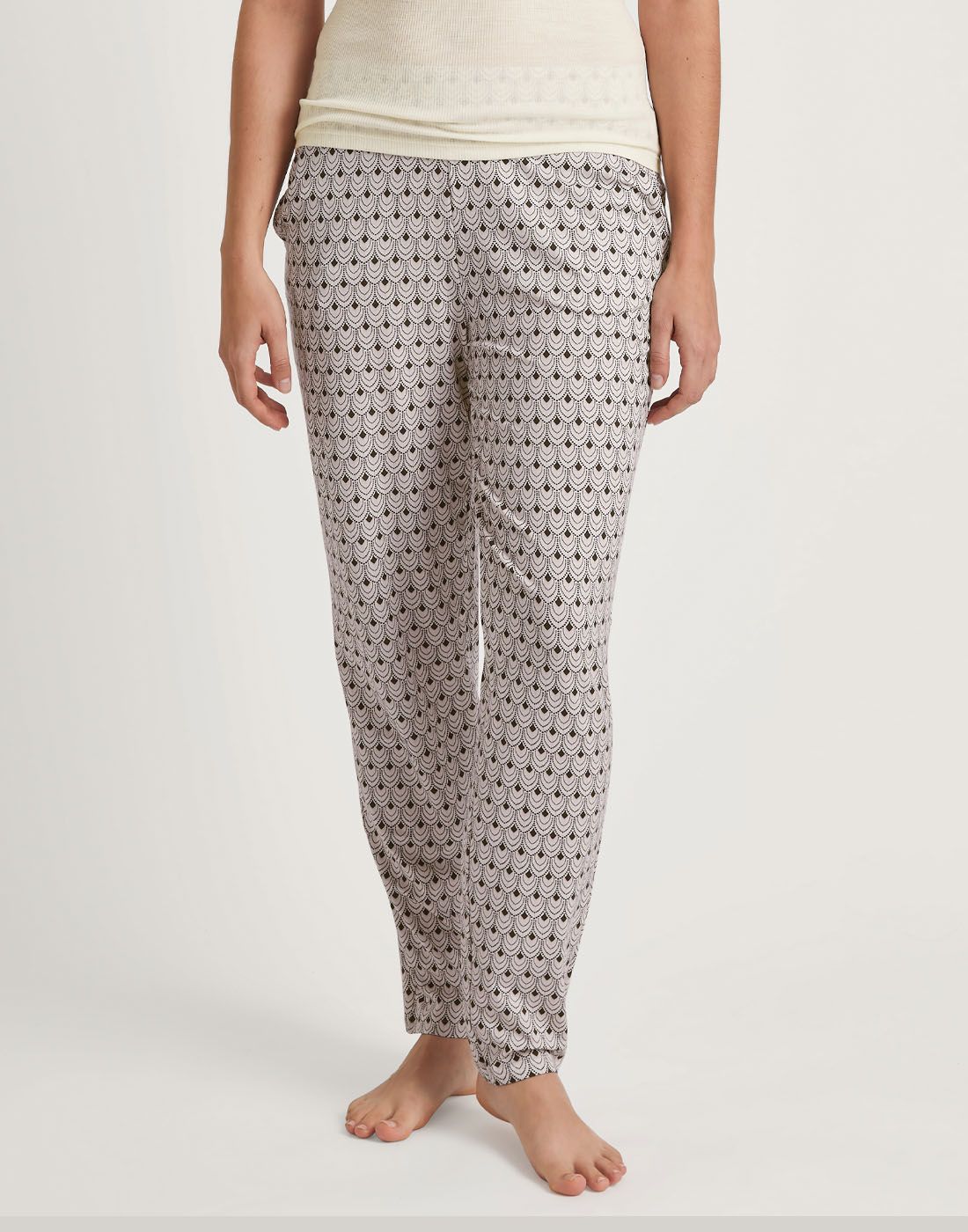 29392-904(3) kvinne i mønstret pysjbukse av bomull