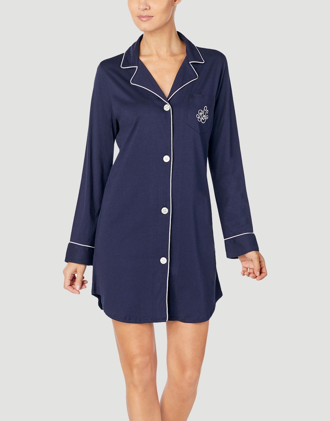 811950 blå 1 Blå nattskjorte på kvinne