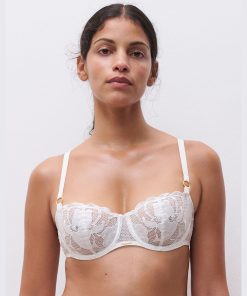 Chantelle fleurs balconette bh satin milk