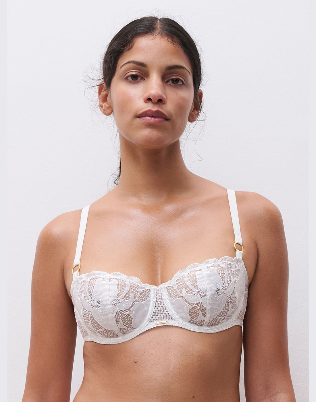 Chantelle fleurs balconette bh satin milk