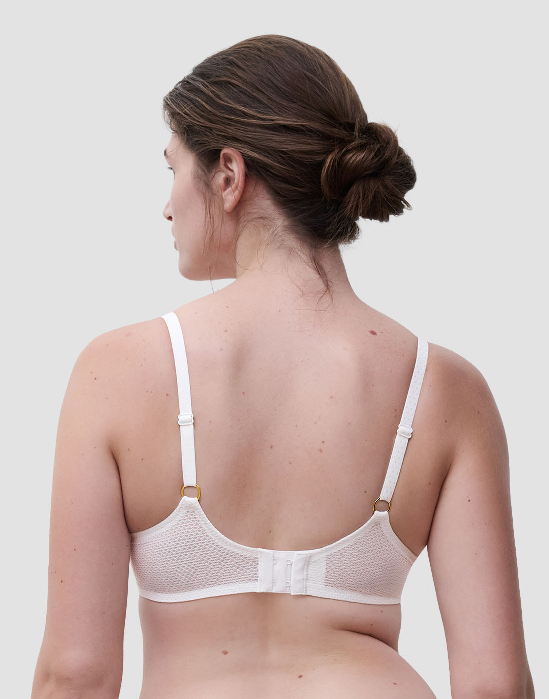 Chantelle fleurs plunge t-skjorte bh satin milk