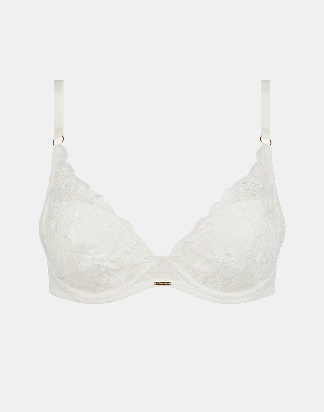 Chantelle fleurs plunge t-skjorte bh satin milk