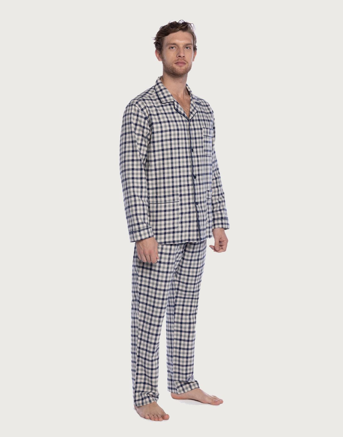 guasch pysjamas flanell PC521-921-2 guasch herre pysjamas flanell med hvite og grå ruter