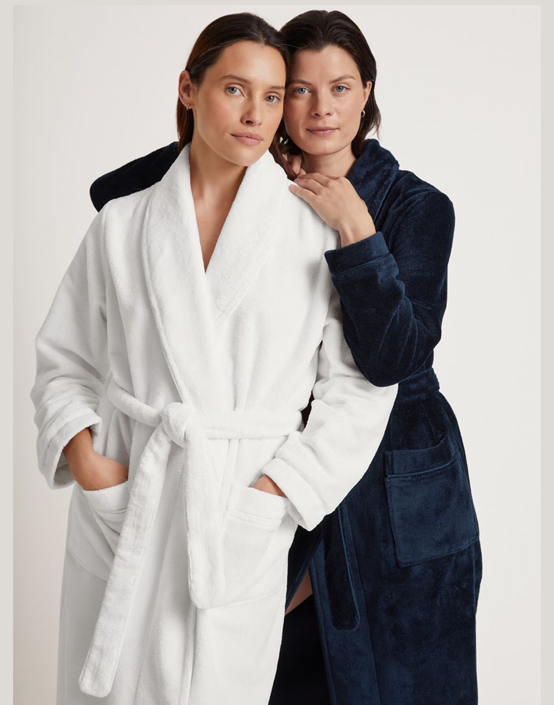 Calida 61302 new dark lapis blue white morgenkåpe hug