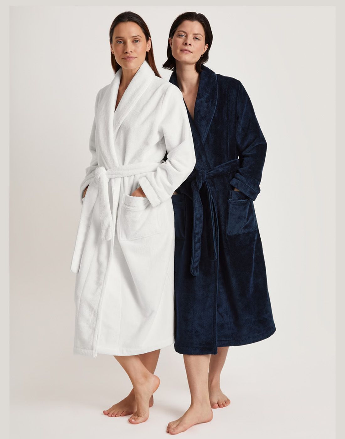 Calida 61302 new dark lapis blue white morgenkåpe