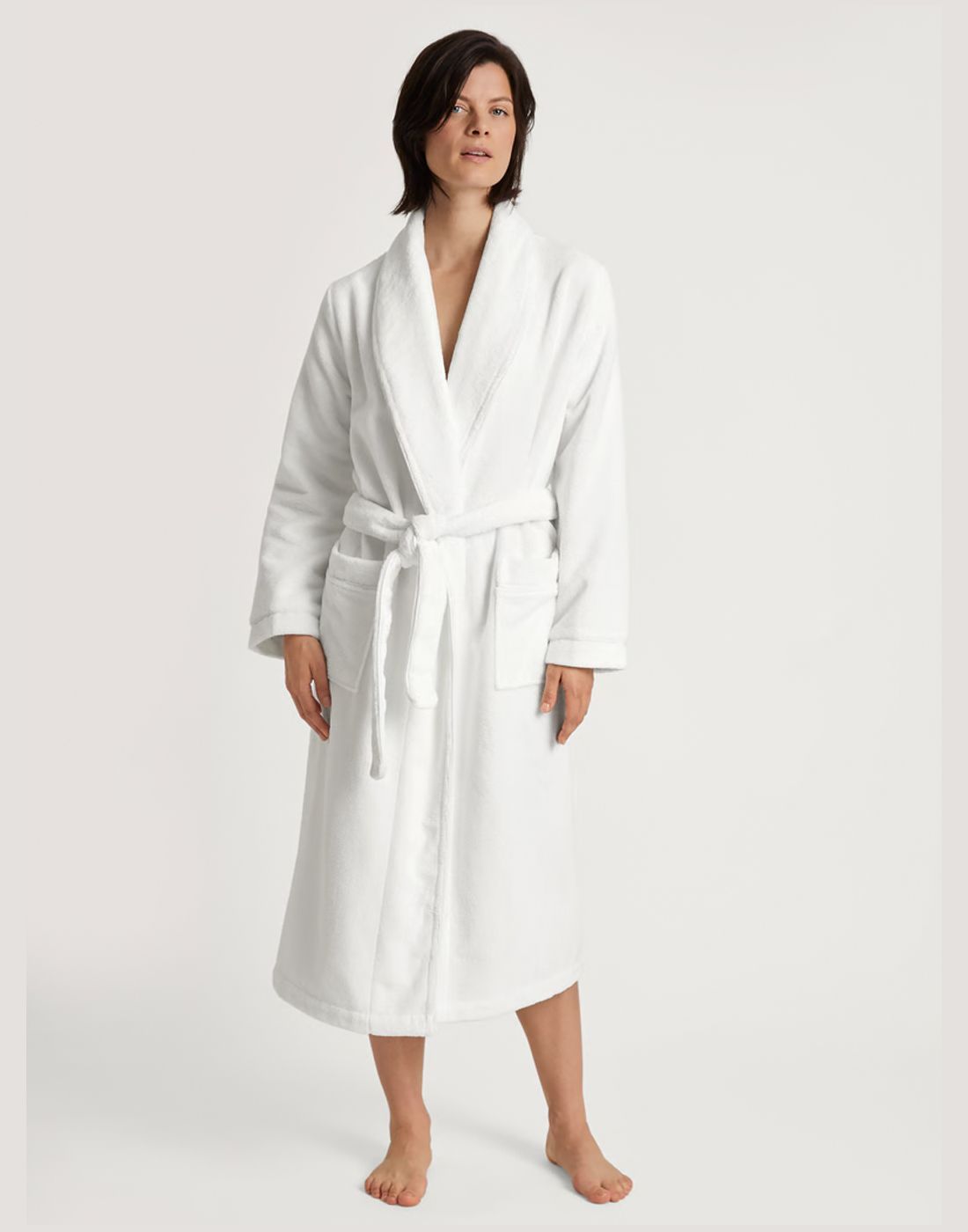 Calida 61302 white morgenkape front Calida hvit morgenkåpe 61302 cosy shower