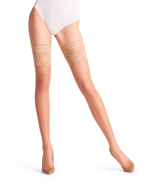 Falke seidenglatt stay up med blonde hvit svart beige