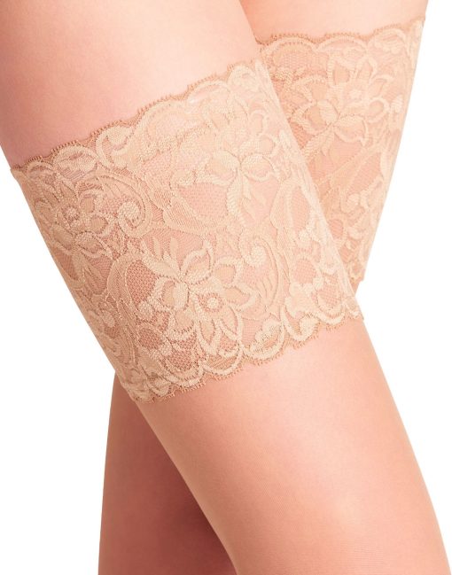 Falke seidenglatt stay up med blonde hvit svart beige