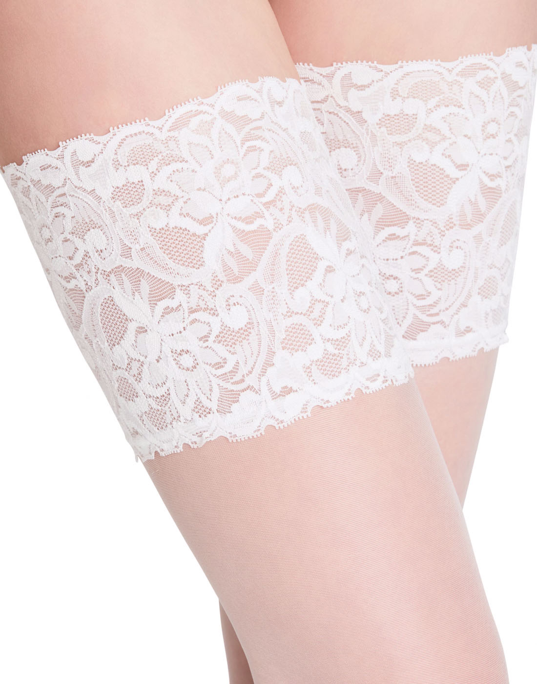 Falke seidenglatt stay up med blonde hvit svart beige