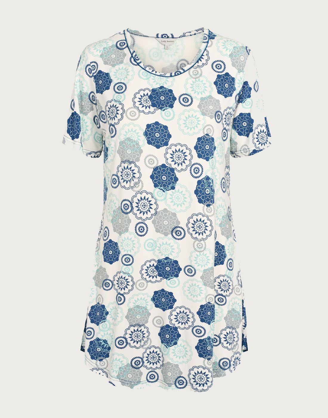 lady avenue bambus nattkjole med mønster i blått