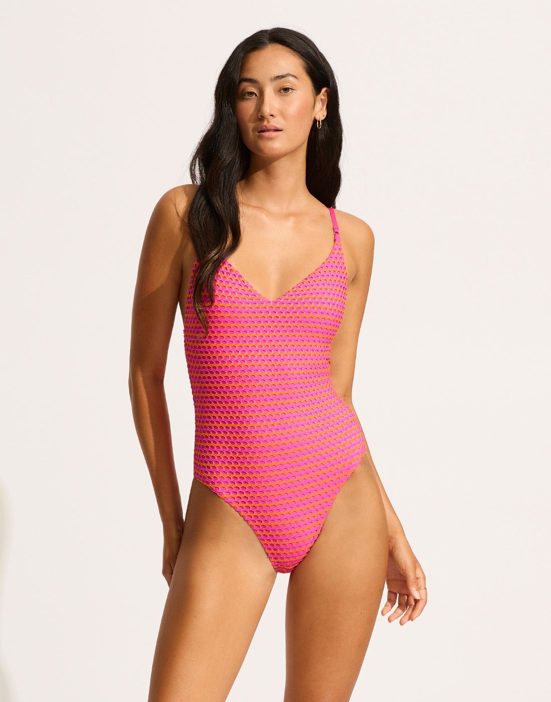 seafolly mesh effect badedrakt hot pink seafolly badedrakt mesh effect hot pink rosa