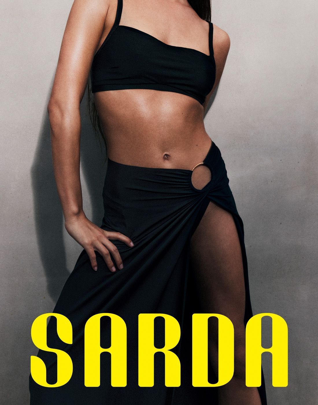 strandskjørt kjole svart sarda med splitt