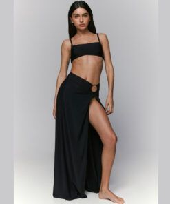 strandskjørt kjole svart sarda med splitt