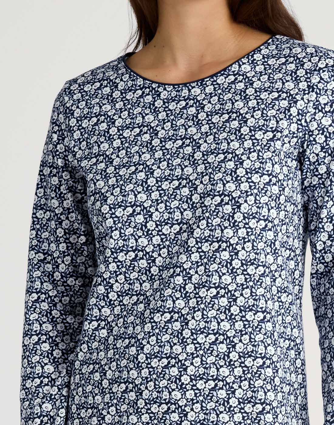 calida favourites sleep nattkjole med blå og hvite blomster