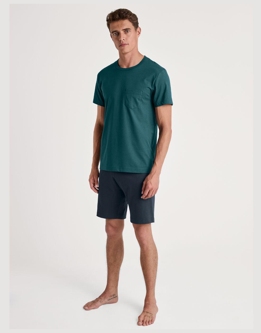 calida herre pysjamas shorts grønn blå1 calida herre kort pysjamas grønn blå