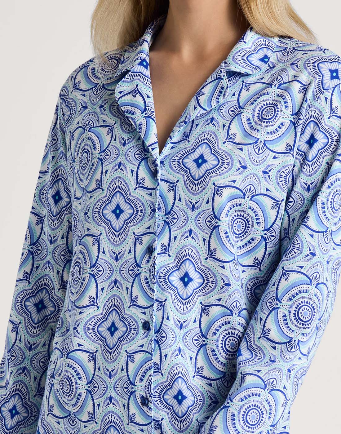 calida pysjamas blå mønster calida pasjamas blå mønster nattøy