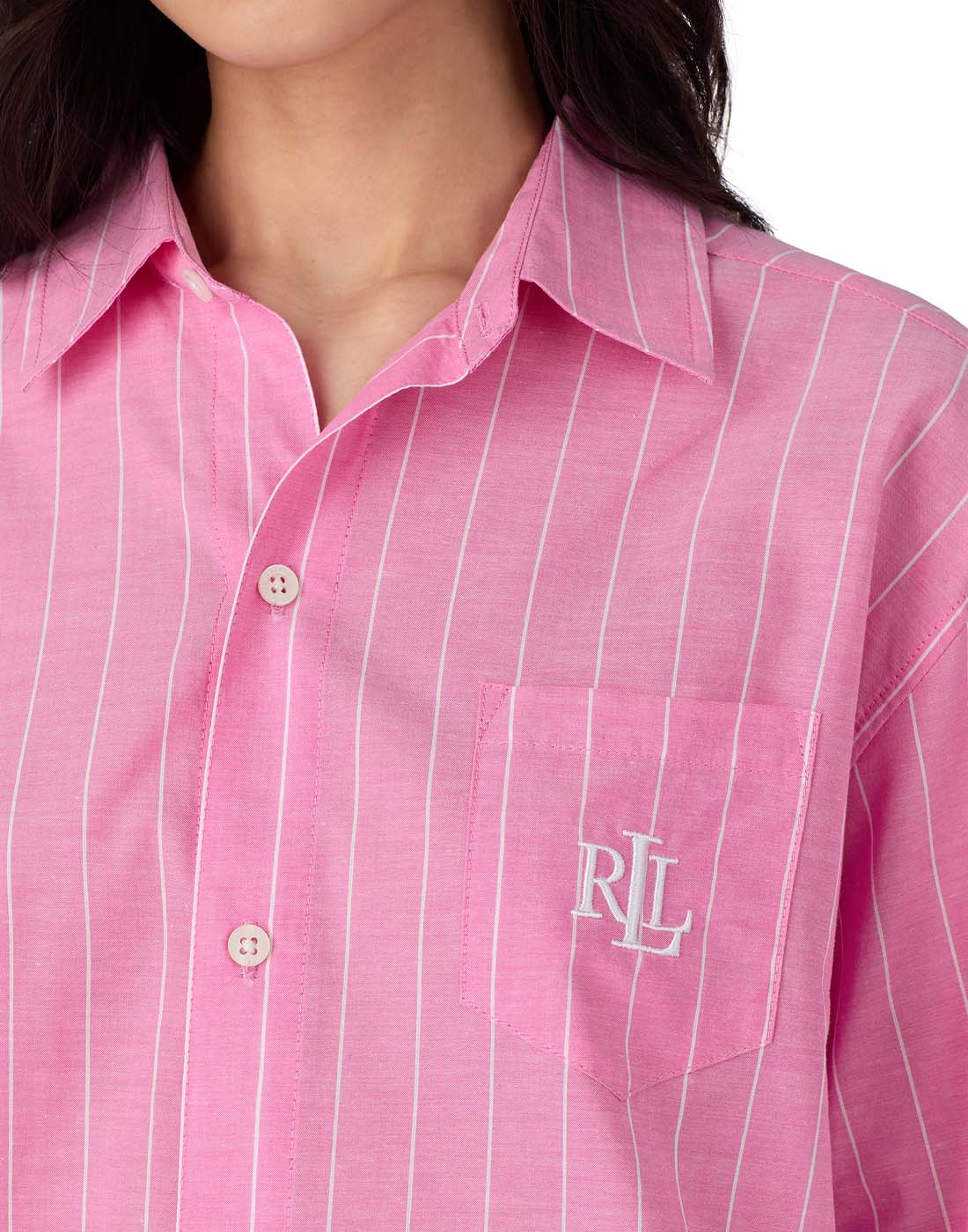 Nattkjole i pink stripe fra ralph lauren