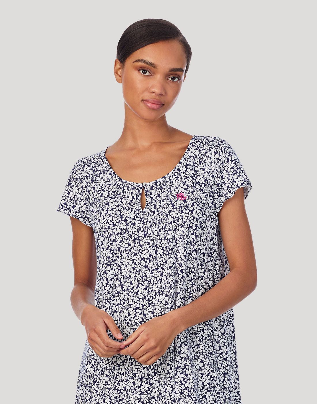 ralph lauren navy floral nattkjole mønster